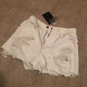 Signature 8 White Distressed Jean Shorts